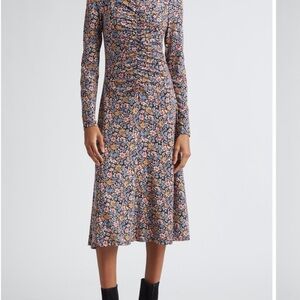Veronica Beard Gale Floral Long Sleeve Cotton Midi Dress